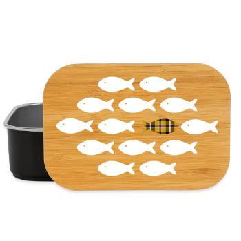Cornish fish swim their own way - Lunch Box - black - Front