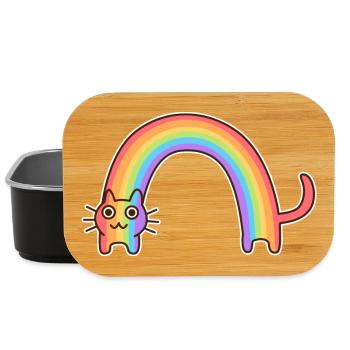 Regenbogenkatze. Buntes Design der Katze * - Lunch Box - Schwarz - Vorne
