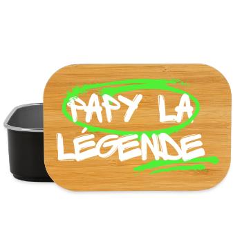 Cadeau personnalisé Humour Papy la légende - Boîte à goûter - noir - Devant