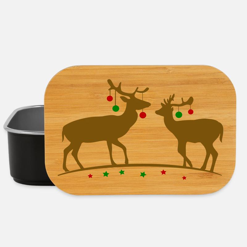Hirsche mit Weihnachtskugeln - Lunch Box - Schwarz