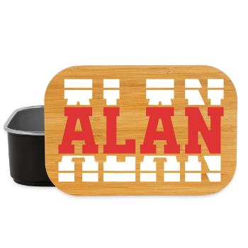 T-Shirt Alan T-Shirt Geschenkidee gestapelter Text - Lunch Box - Schwarz - Vorne