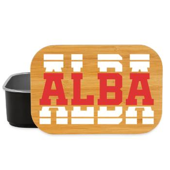 T-Shirt Alba T-Shirt Geschenkidee gestapelter Text - Lunch Box - Schwarz - Vorne
