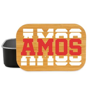 t-shirt Amos t-shirt gift idea stacked text - Lunch Box - black - Front