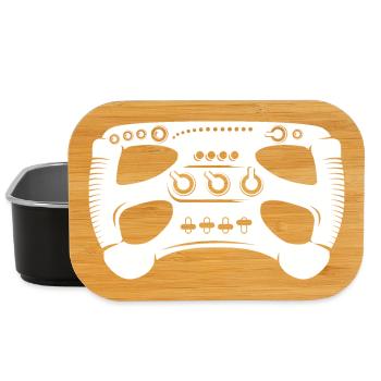 simracer lenkrad formel racing gaming gamer icon - Lunch Box - Schwarz - Vorne