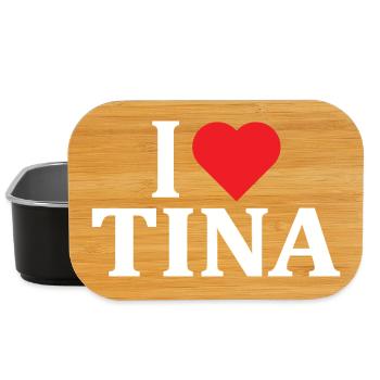T-Shirt I love Tina T-Shirt Geschenkidee - Lunch Box - Schwarz - Vorne