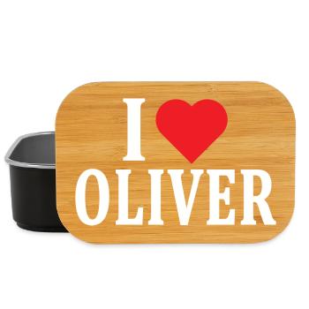 t-shirt I love Oliver idée cadeau t-shirt - Boîte à goûter - noir - Devant
