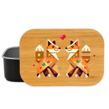 Zwei Füchse im Lebkuchen Stil als Weihnachtsmotiv - Lunch Box - Schwarz - Vorne