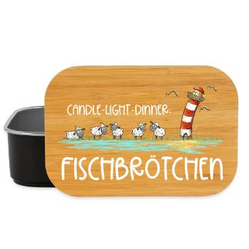 Candle Light Dinner Fischbrötchen Meer Spruch - Lunch Box - Schwarz - Vorne