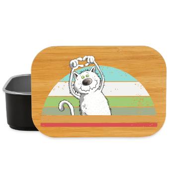 Drollige Katze Cartoon Vintage Katzenliebhaber - Lunch Box - Schwarz - Vorne