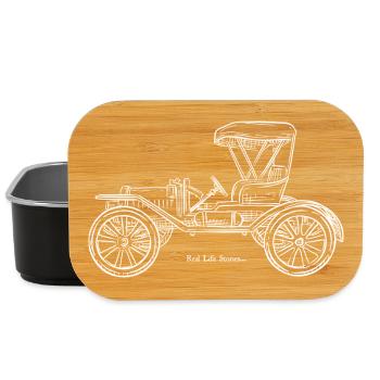 Vintage Car Blueprint Line Art - Lunch Box - black - Front