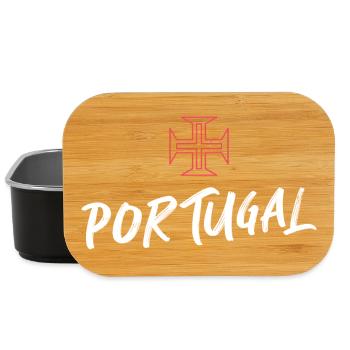 Portugal Typography in White with Cross in Red - Lunch Box - black - Front