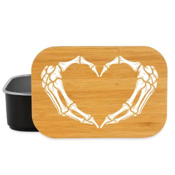 Skeleton Hands Heart — Spooky Halloween Skeleton  - Lunch Box - black - Front