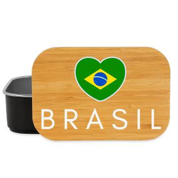 Heart with Brazil flag, Brazilian pride - Lunch Box - black - Front