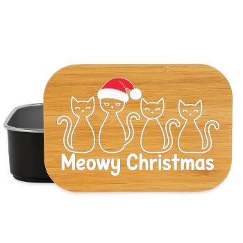 Meowy Christmas – Funny Cat Christmas Shirt - Lunch Box - black - Front