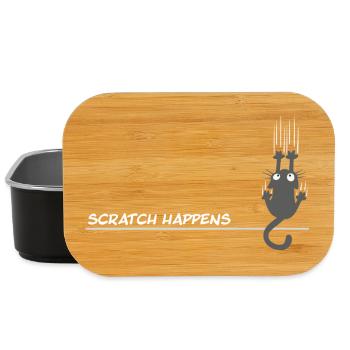 Scratch Happens – Funny Cat Word Game - Lunch Box - black - Front
