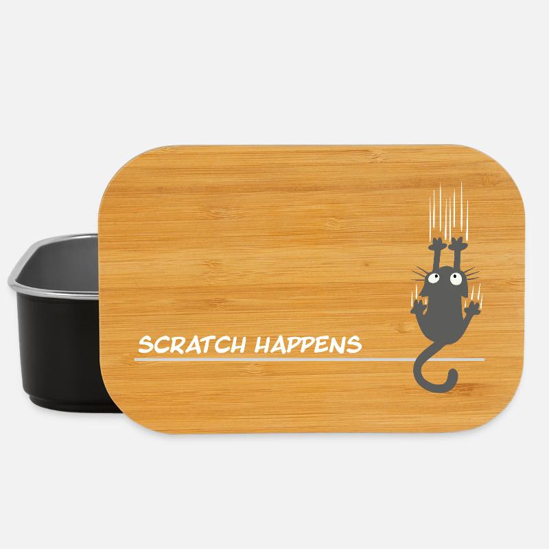 Scratch Happens – Lustiges Katzen Wortspiel - Lunch Box - Schwarz