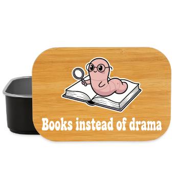 Bücher statt Drama: Wurm mit Lupe - Lunch Box - Schwarz - Vorne