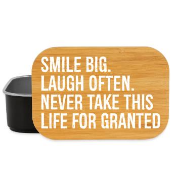 sourire grand rire souvent ne jamais prendre cette vie - Boîte à goûter - noir - Devant