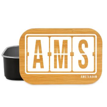 Amsterdam AMS, City Hoodie T-Shirt Souvenir - Lunch Box - Schwarz - Vorne