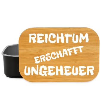 Reichtum erschafft Ungeheuer – Minimal Statement  - Lunch Box - Schwarz - Vorne