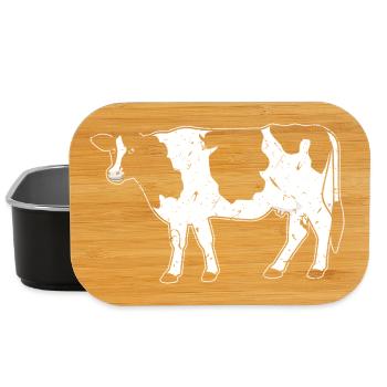 Cow Silhouette Farm Grunge Style - Lunch Box - black - Front