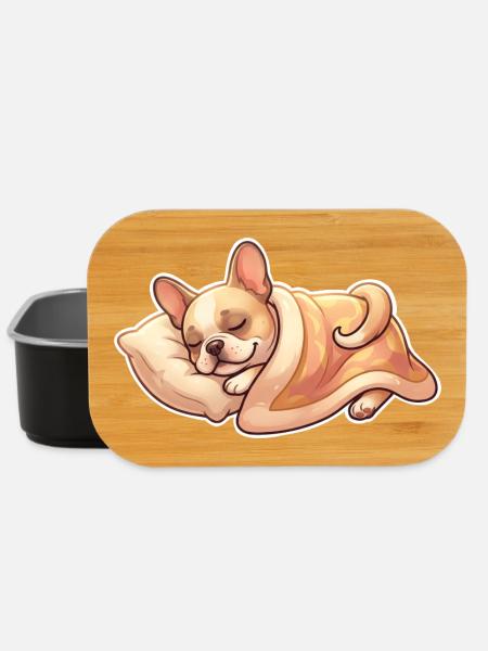 Französische Bulldogge Schlafen - Lunch Box - Schwarz