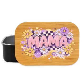 MAMA Retro-Schachbrett- und Pastellblumen | Chic - Lunch Box - Schwarz - Vorne