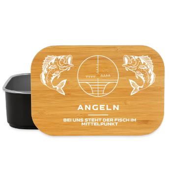 angeln fischen Anglershirt Mittelpunkt - Lunch Box - Schwarz - Vorne