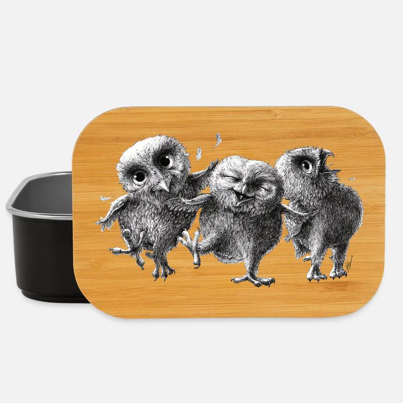 three happy owls - Lunch Box - black