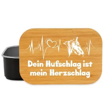 hufschlag pferd herzschlag Spruch horses heartbeat - Lunch Box - Schwarz - Vorne