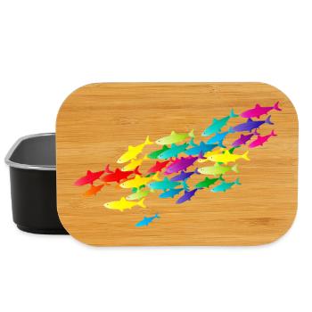 colorful fish swarm in bright colors - Lunch Box - black - Front