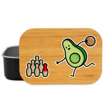 Lustige Avocado Bowling, Bowler, kegeln, Kegler - Lunch Box - Schwarz - Vorne