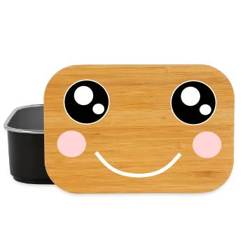 Kawaii, eyes, face - Lunch Box - black - Front