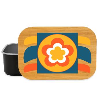 70s Flower Pattern Retro Hippie Festival - Lunch Box - black - Front