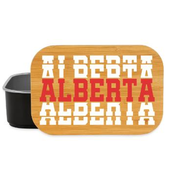 T-Shirt Alberta T-Shirt Geschenkidee gestapelter Text - Lunch Box - Schwarz - Vorne
