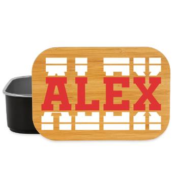 Alex t-shirt texte empilé cadeau t-shirt noir - Boîte à goûter - noir - Devant