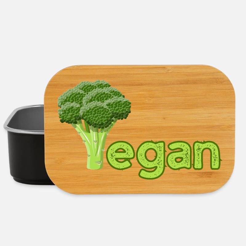 Vibrant Vegan Broccoli Logo - Lunch Box - black