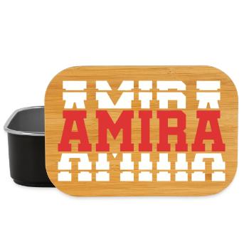 Amira T-Shirt T-Shirt Geschenkidee gestapelter Text - Lunch Box - Schwarz - Vorne