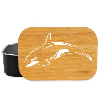 orque, poisson, mer, océan, illustration, Animal - Boîte à goûter - noir - Devant