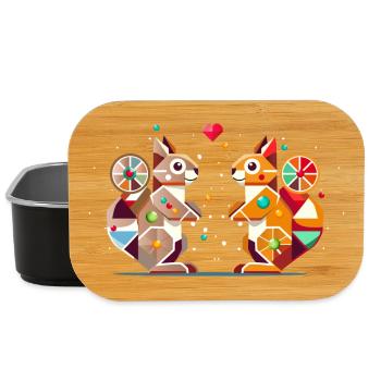 Two squirrels with heart colorful eye-catcher - Lunch Box - black - Front