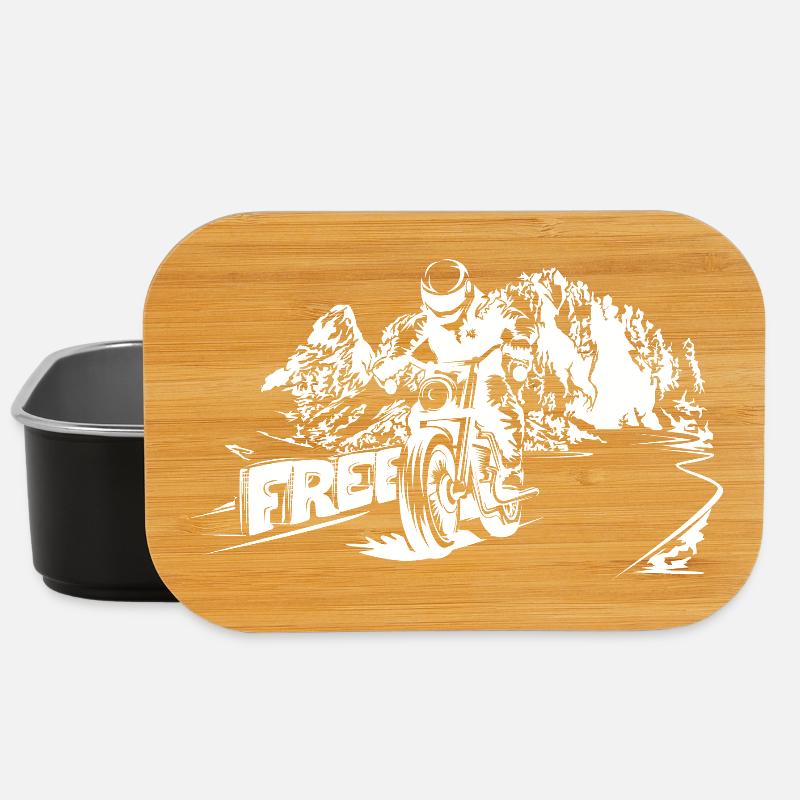 Motorrad Berge Dolomiten frei Freiheit Biker Logo - Lunch Box - Schwarz