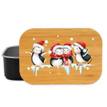 Drôle de pinguin Noël - Boîte à goûter - noir - Devant