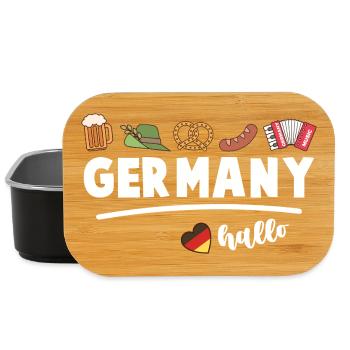 Drapeau de l’Allemagne Bière Bretzel Saucisse Allemagne - Boîte à goûter - noir - Devant
