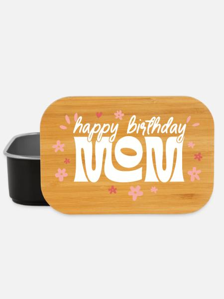 Birthday Mom Blossom Design, Happy Birthday Mom - Lunch Box - black