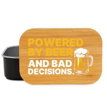 Powered by Beer & Bad Decisions – Funny Shirt - Lunch Box - black - Front