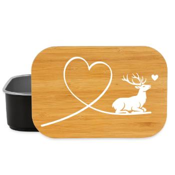 Süßer Rehbock mit Herz Silhouette Natur - Lunch Box - Schwarz - Vorne