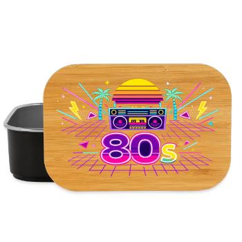 Neon 80s Boombox Sunset - Lunch Box - black - Front