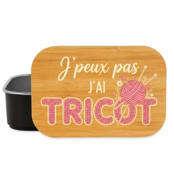 J'ai TRICOT—humour tricot - Boîte à goûter - noir - Devant