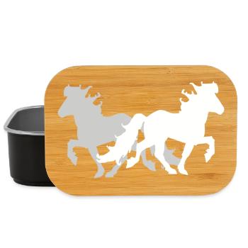 2 Icelandic Horses Elegant Tölt Ladies Girls Kids - Lunch Box - black - Front