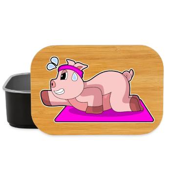 Pig Yoga Fitness Gymnastics - Lunch Box - black - Front